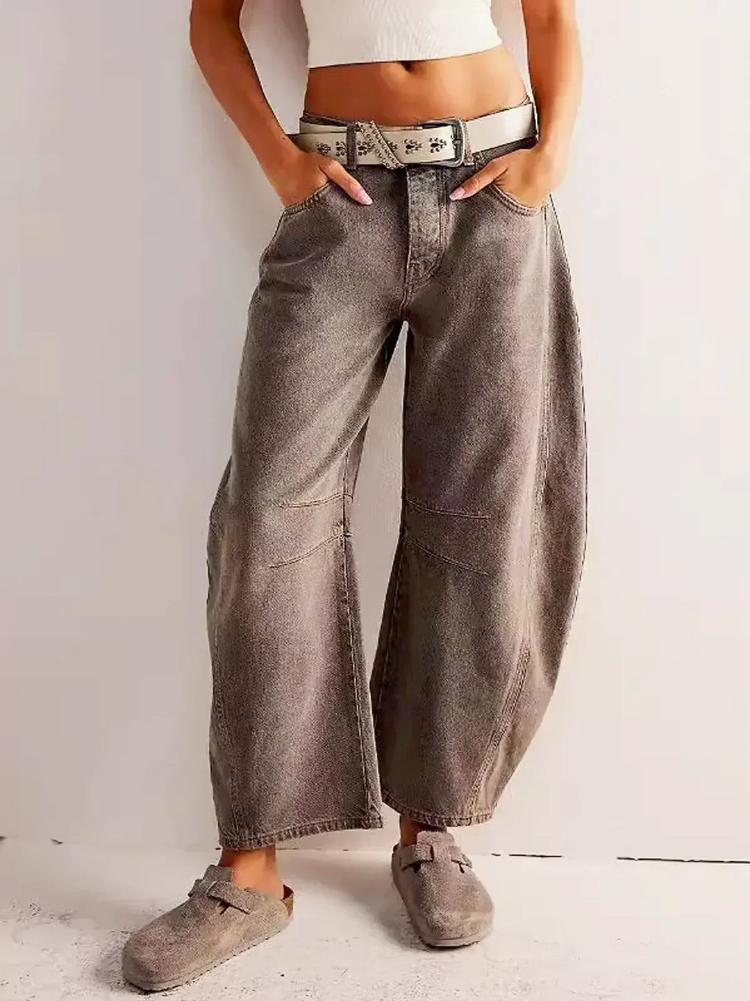 TAVIRA™ LEOPARD BARREL JEANS