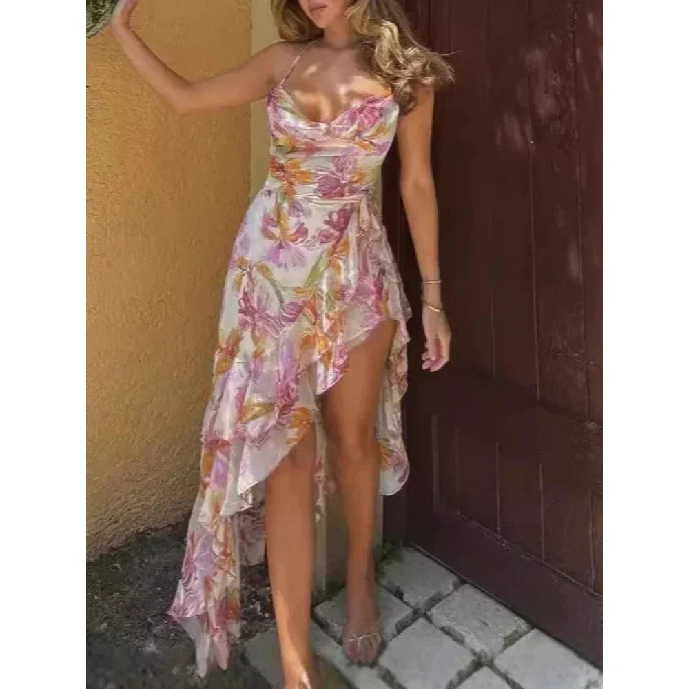 Floral Halter Neck Midi Dress