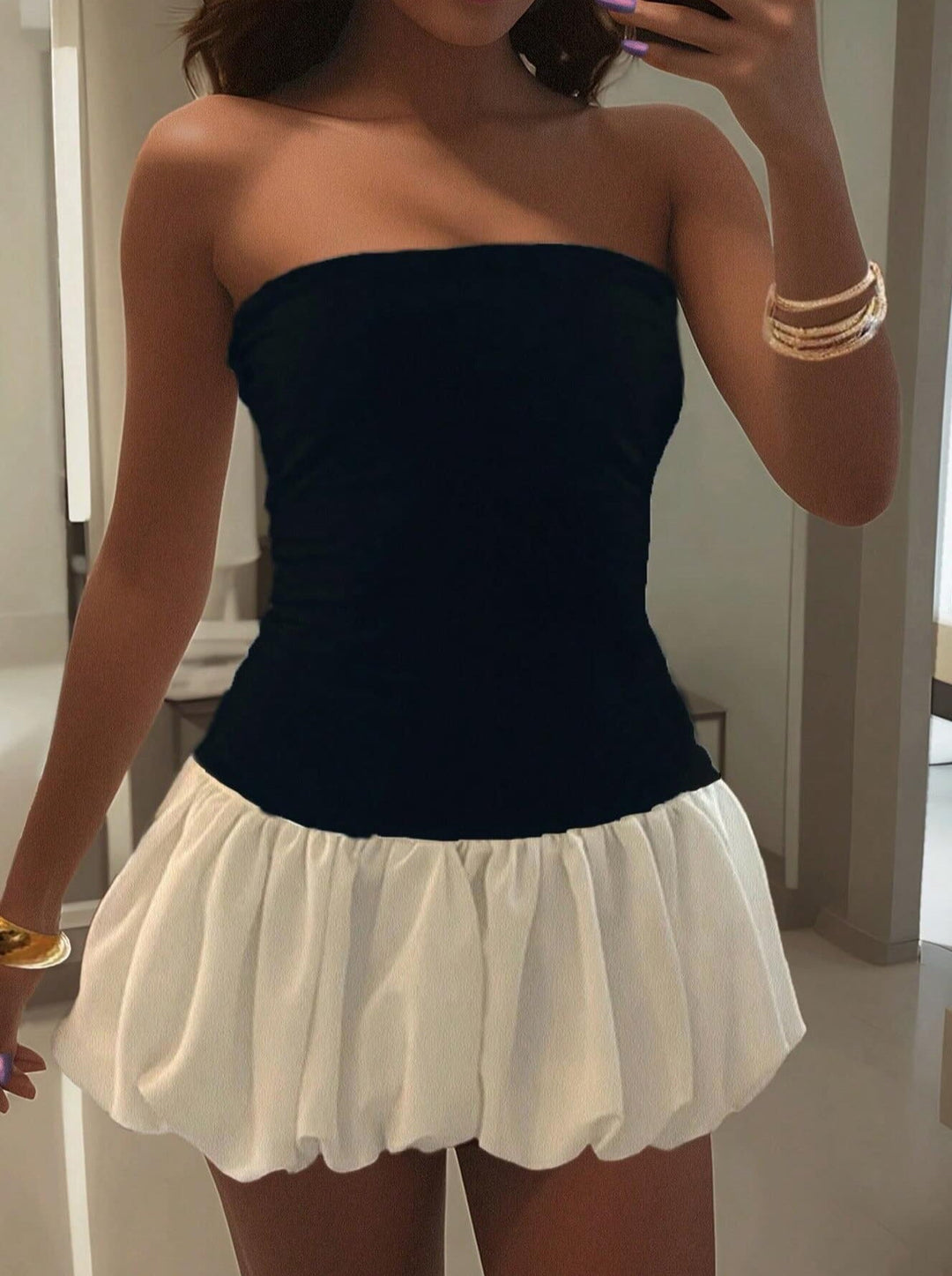 Kendall Drop-Waist Bubble-Hem Cute Party Dress
