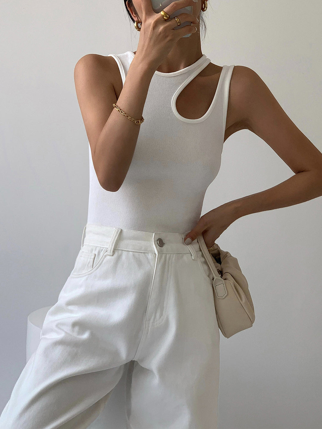 Ribbed Cutout Tank Top