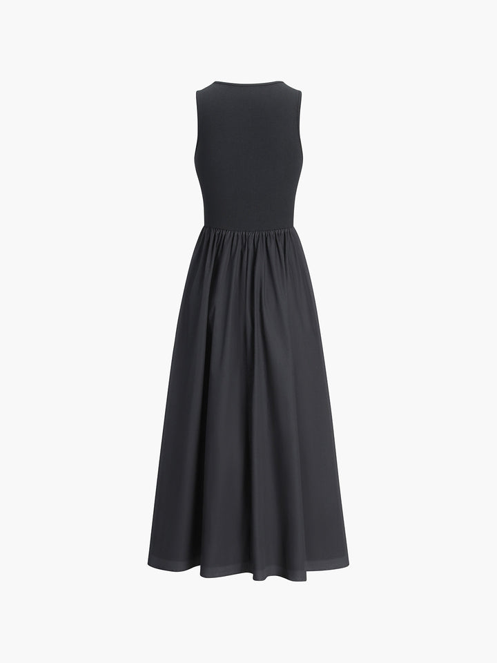 Formal Sleeveless Cotton Blend Maxi Dress