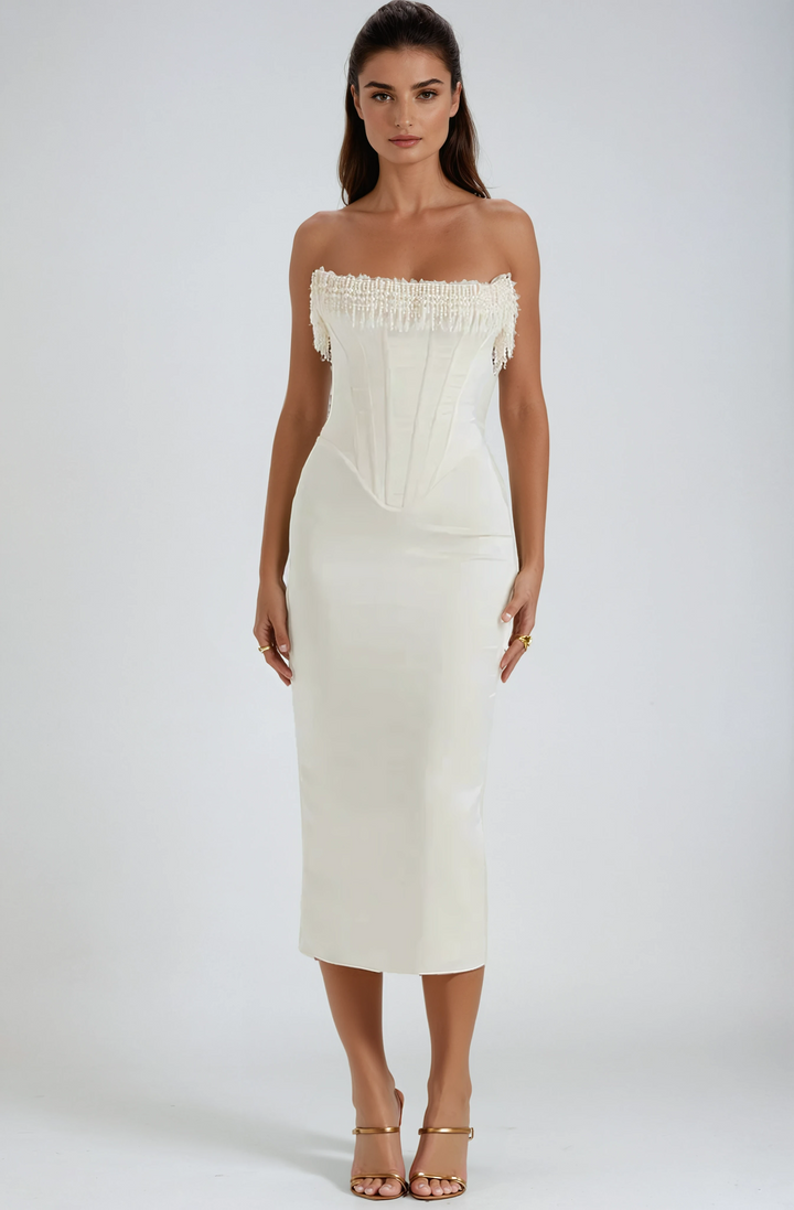 Bella Strapless Wedding Guest Maxi Dress