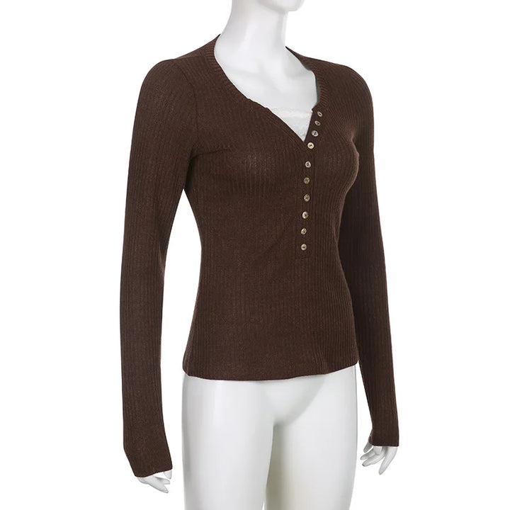 Slim Fit Long Sleeve Knit Top