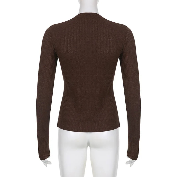 Slim Fit Long Sleeve Knit Top