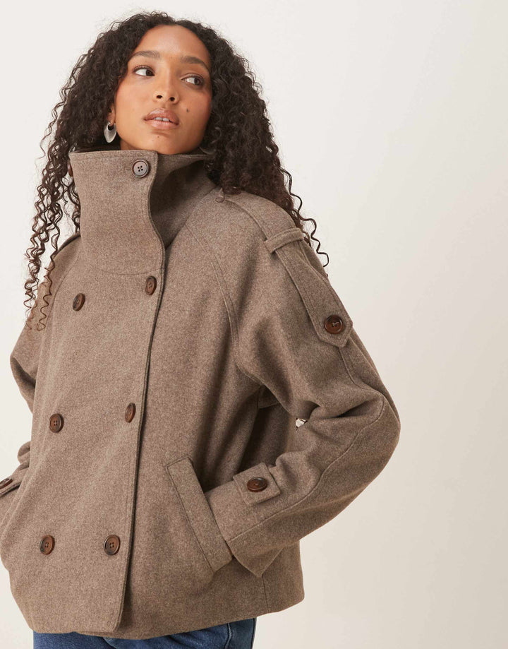 Women's Double-Breasted Cropped Coat