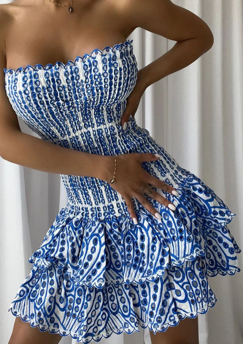 Dolce Amalfi Blue Summer Mini Dress