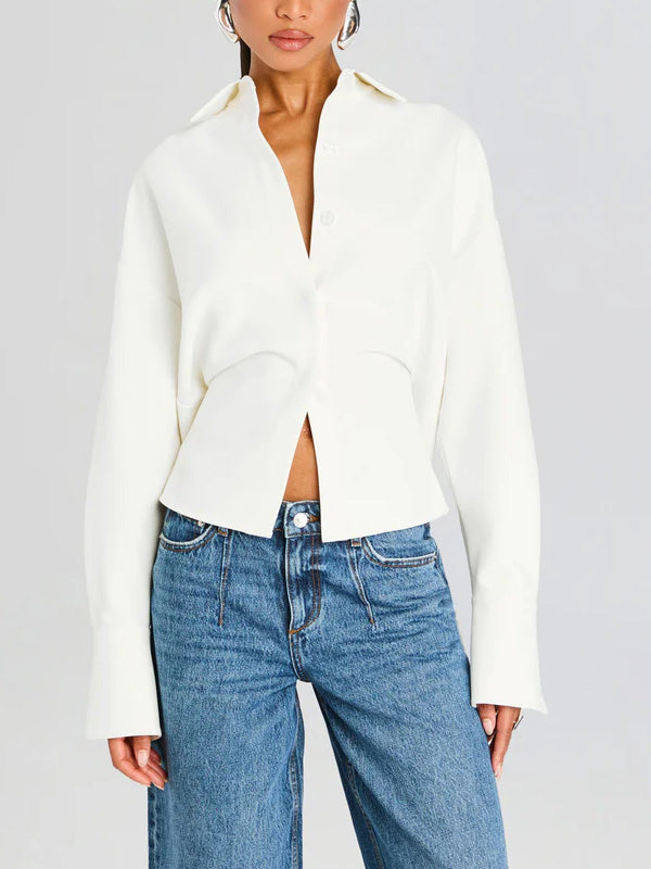 Draped Button Down Shirt