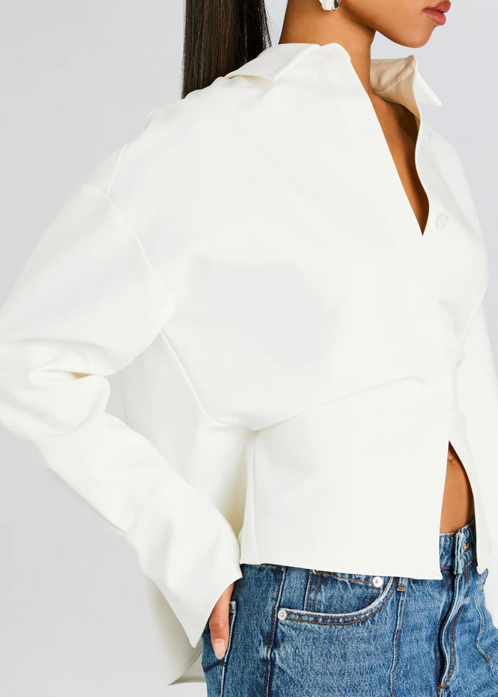Draped Button Down Shirt