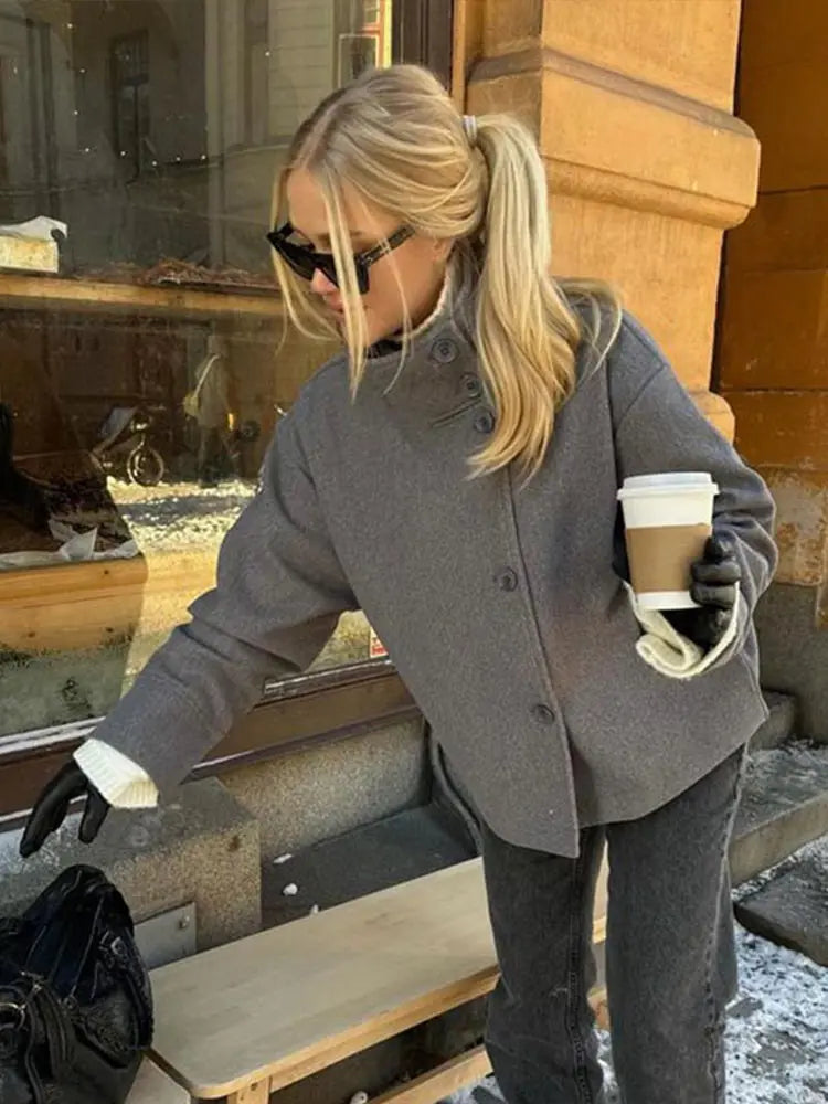 Stand Collar Women's Pea Coat