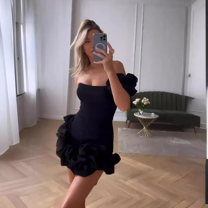 One Shoulder Mini Dress – Sculpted Statement Occasion Dress for Women