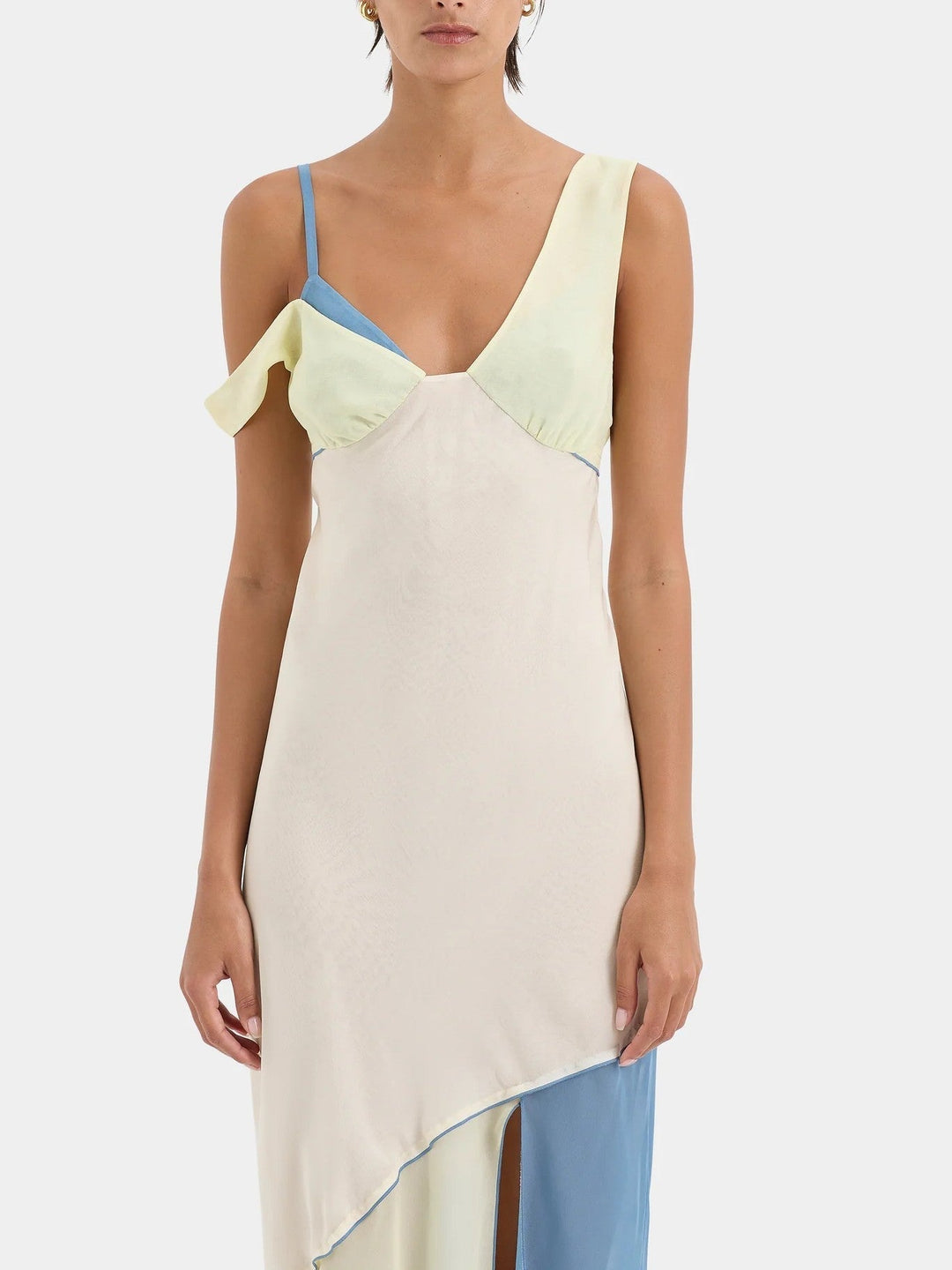 Elegant Asymmetrical Pastel Maxi Dress
