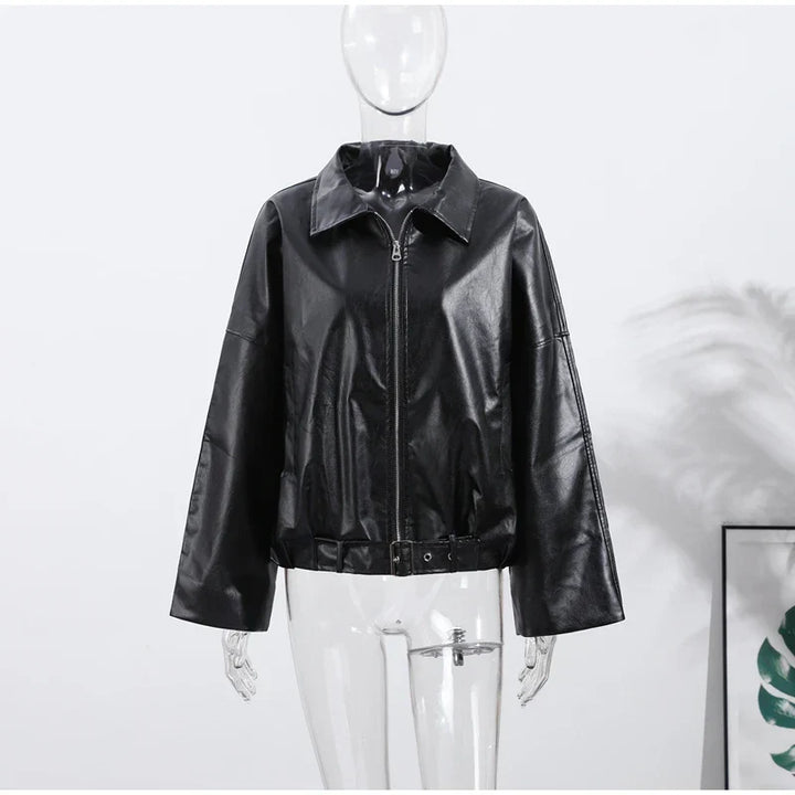 Vintage Faux Leather Bomber Jacket