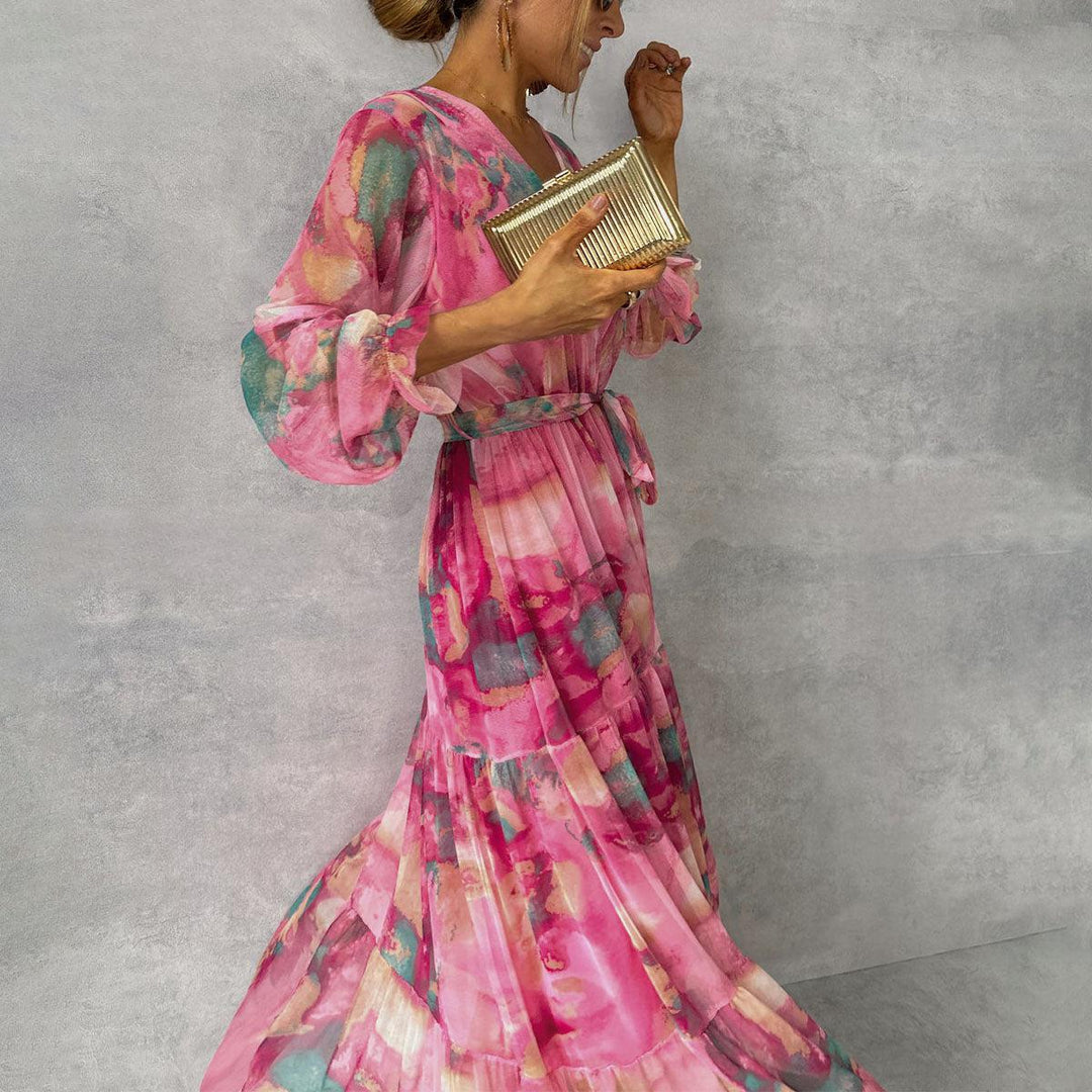 Floral Wrap Summer Evening Maxi Dress